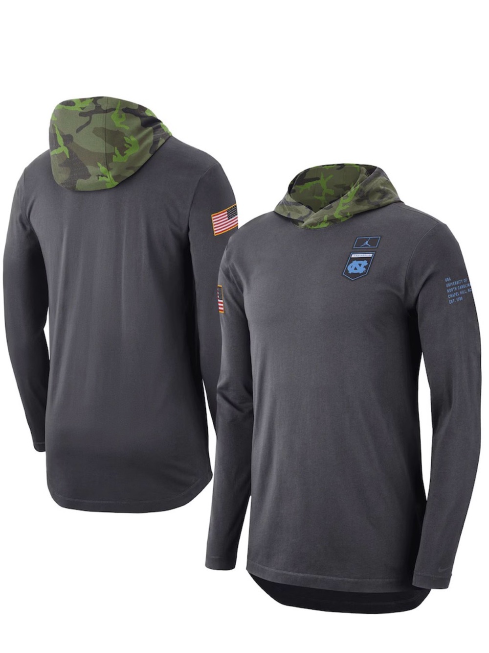Jordan North Carolina Tar Heels Military Insured Lons Sleeve Hoodie Size Large